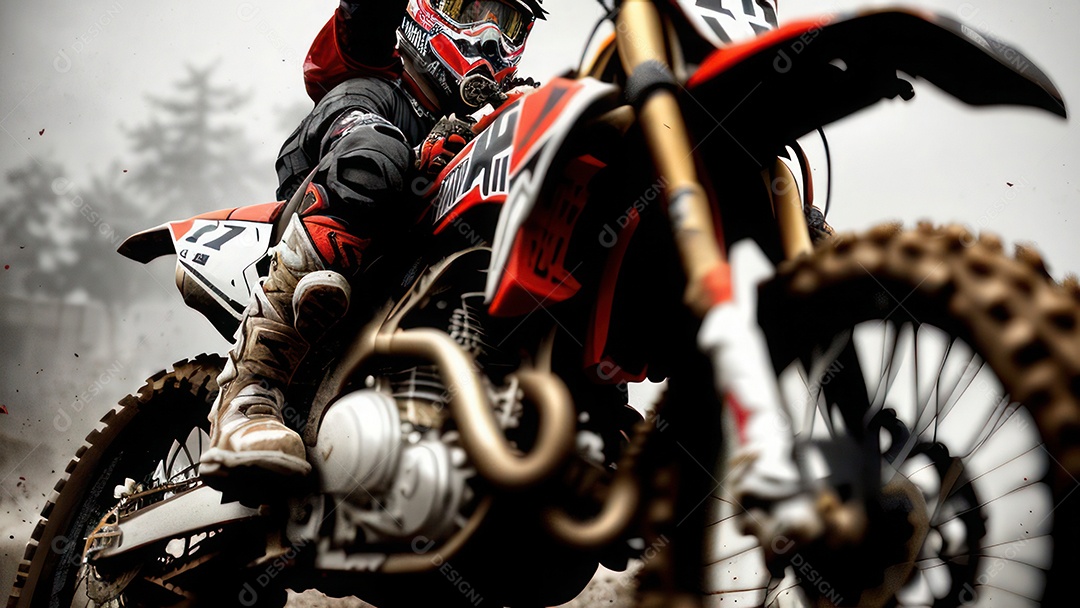 Pessoa jovem pilotando moto de motocross.