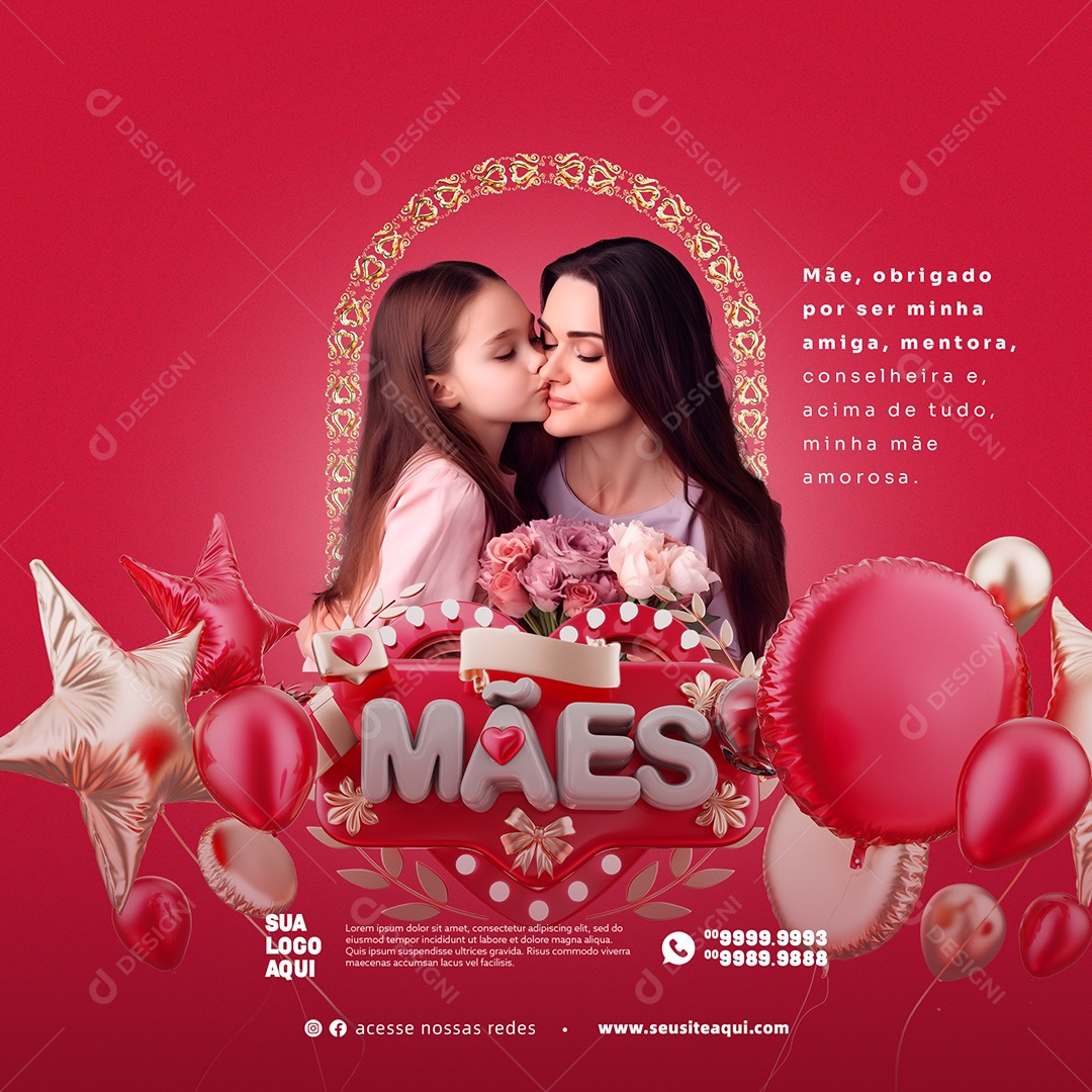 Mãe, Obrigado Por Ser Minha Amiga, Mentora, Conselheira Feliz Dia Das Mães Social Media PSD Editável