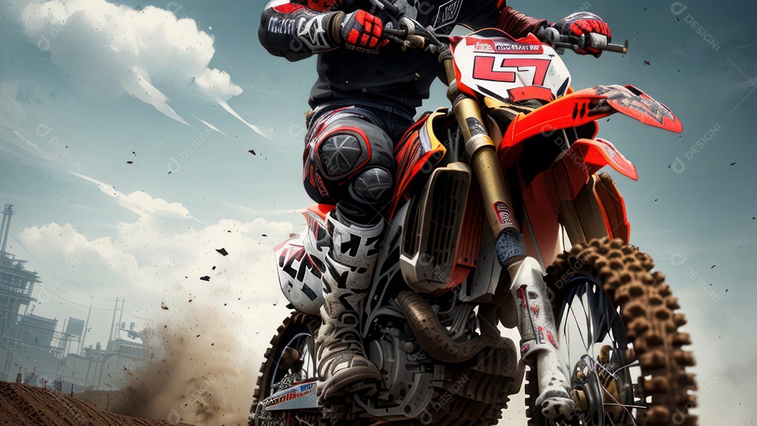 Pessoa jovem pilotando moto de motocross.