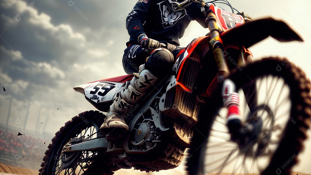 Pessoa jovem pilotando moto de motocross.