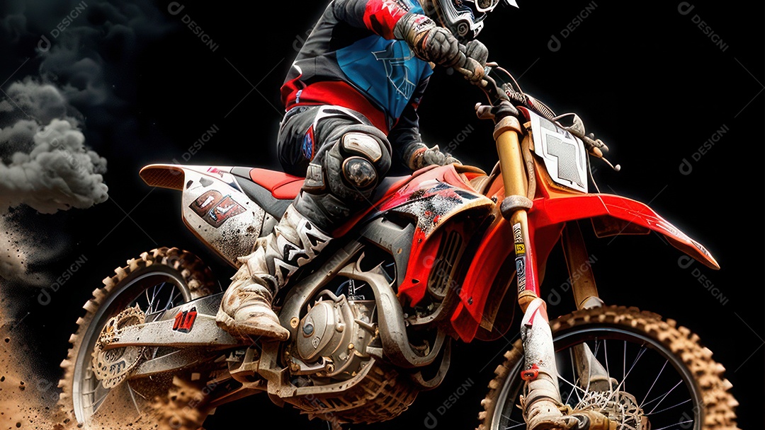 Pessoa jovem pilotando moto de motocross.