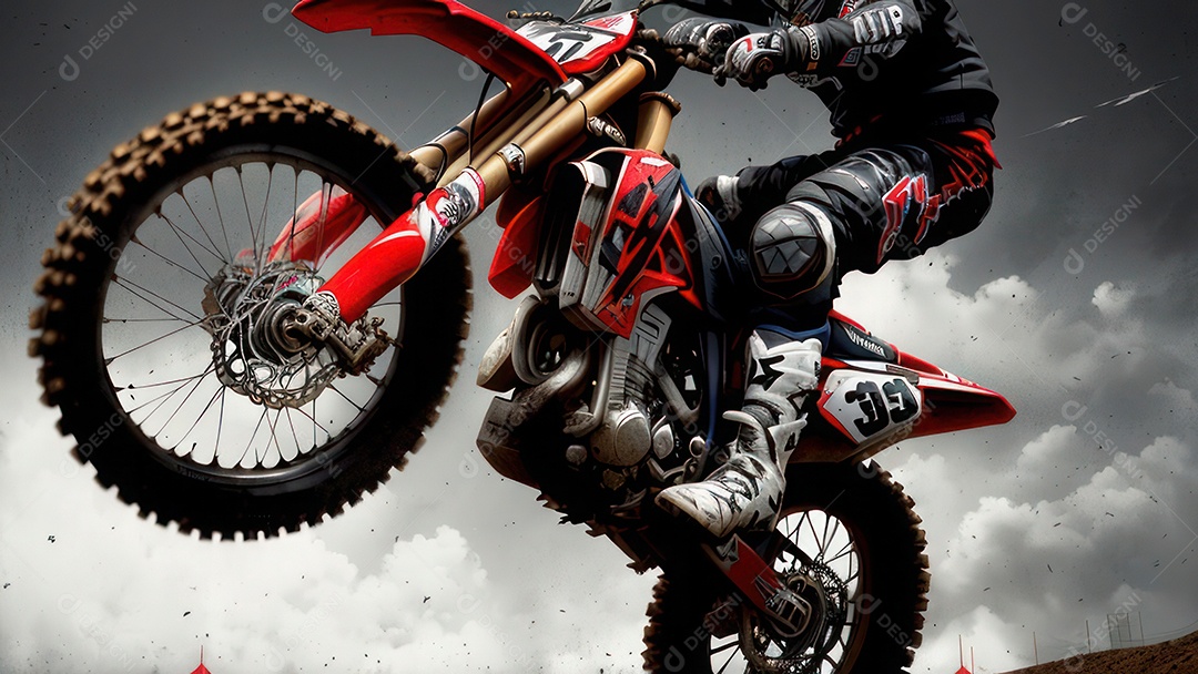 Pessoa jovem pilotando moto de motocross.