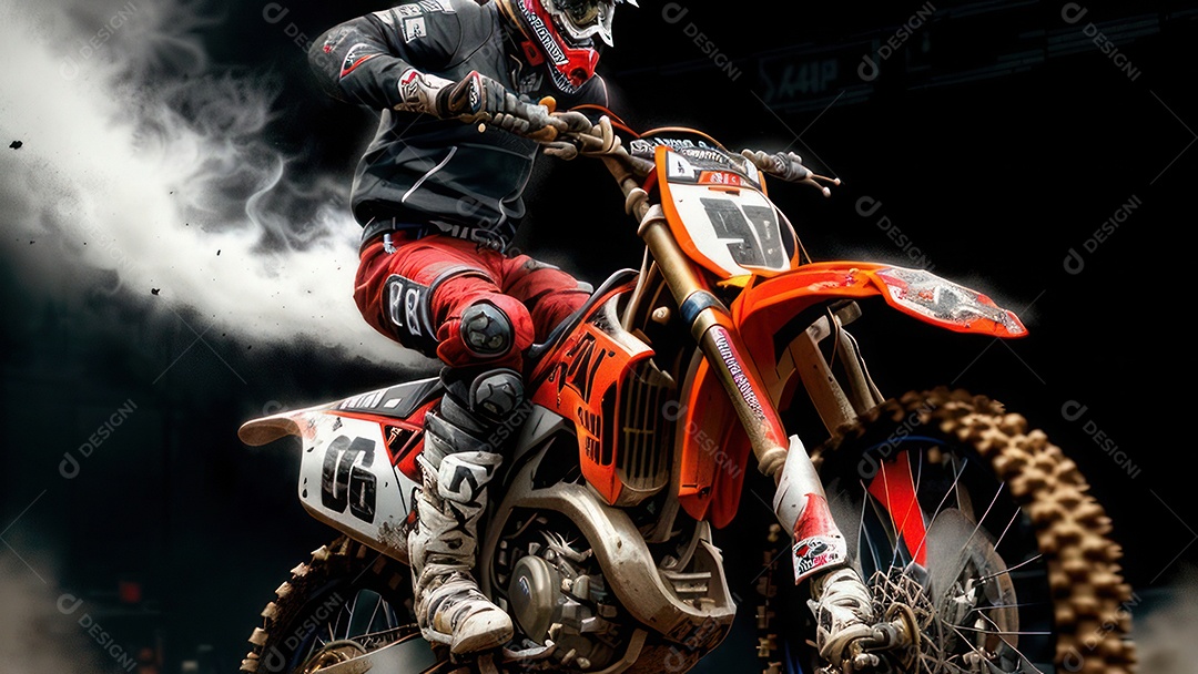 Pessoa jovem pilotando moto de motocross.