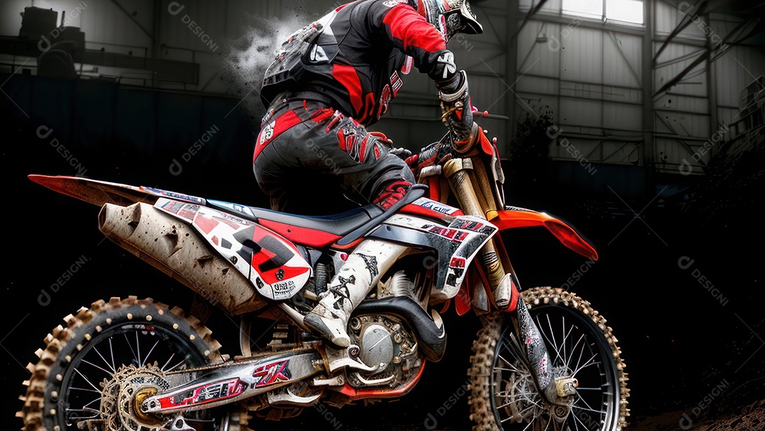 Pessoa jovem pilotando moto de motocross.