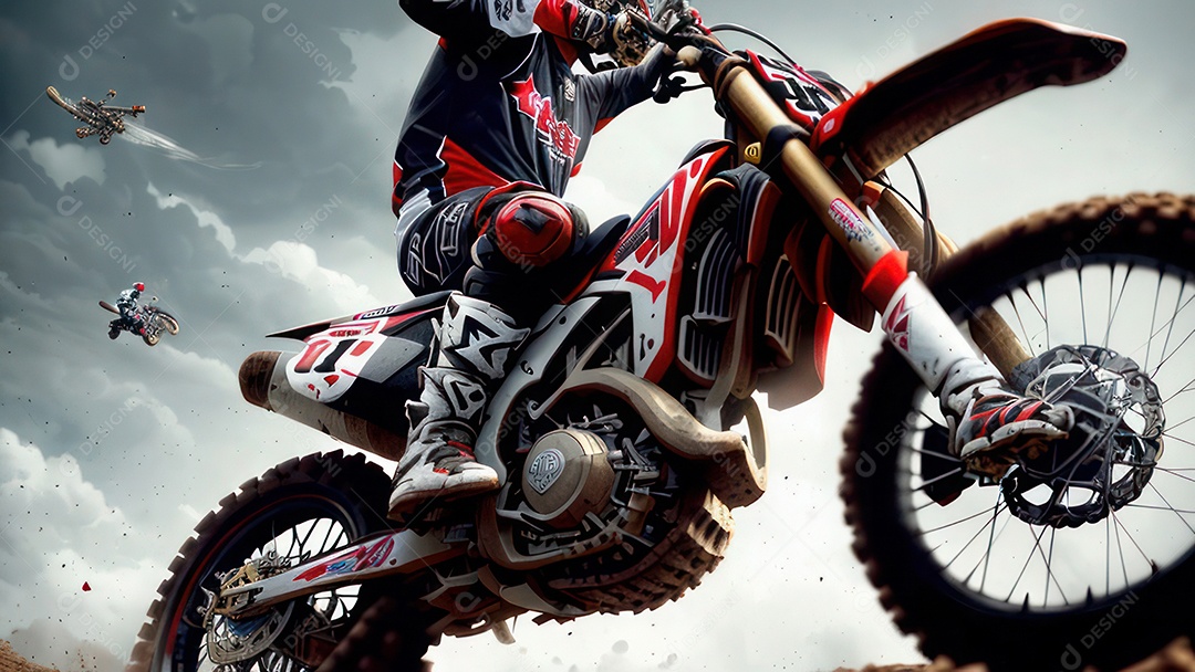 Pessoa jovem pilotando moto de motocross.