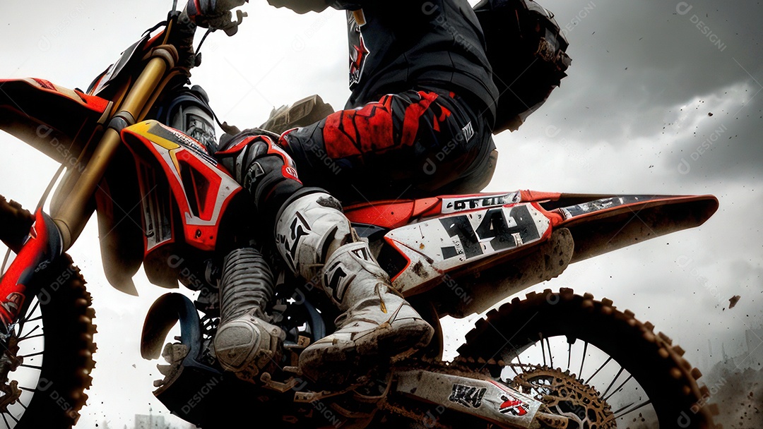 Pessoa jovem pilotando moto de motocross.