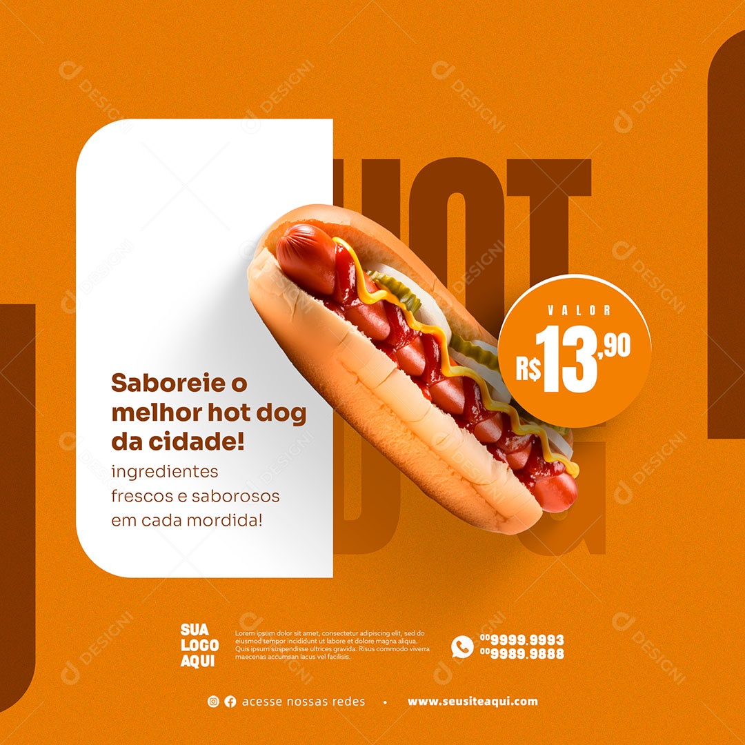 Savor the Best Hot Dog in the City! Editable Social Media PSD