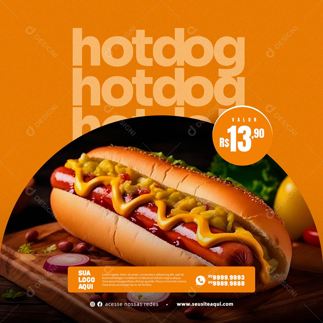 Hot Dog Valor R$ 13,90 Social Media PSD Editável