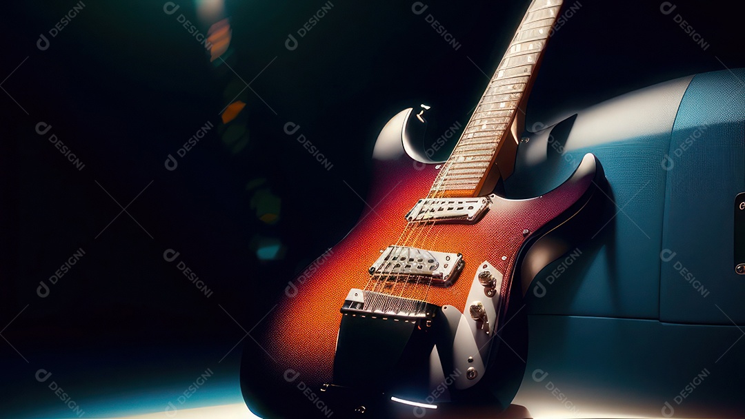 Imagem realista de guitarra.