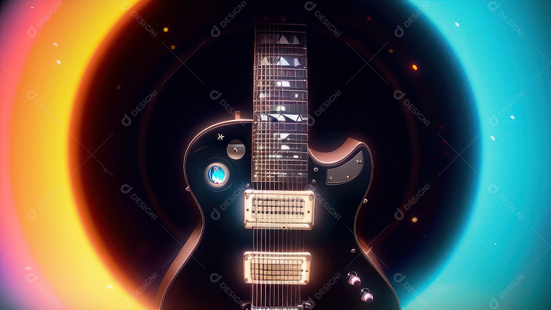 Imagem realista de guitarra.