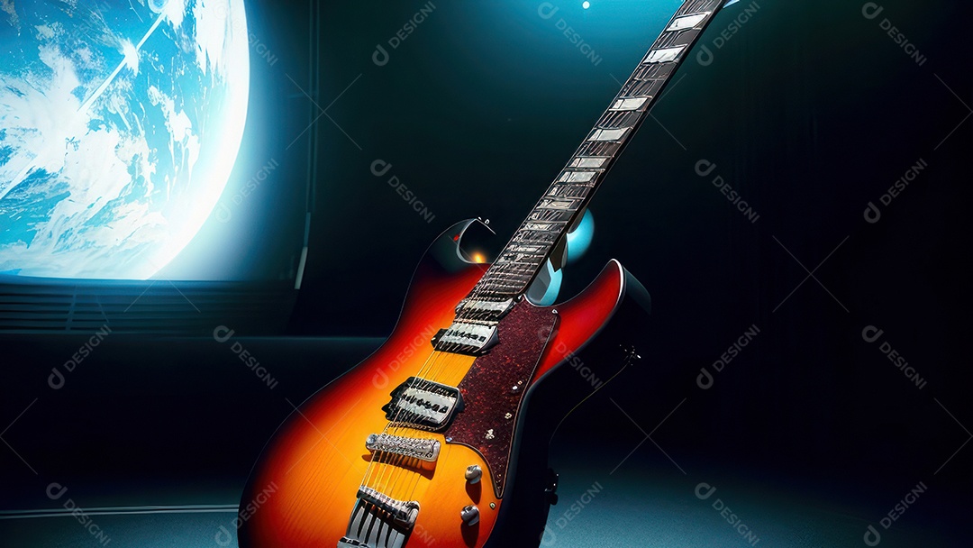 Imagem realista de guitarra.
