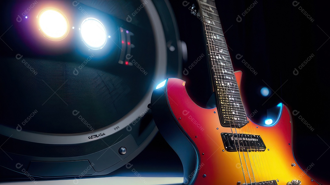 Imagem realista de guitarra.