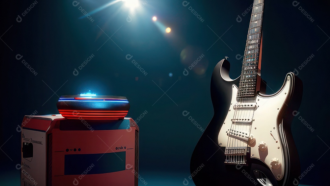 Imagem realista de guitarra.
