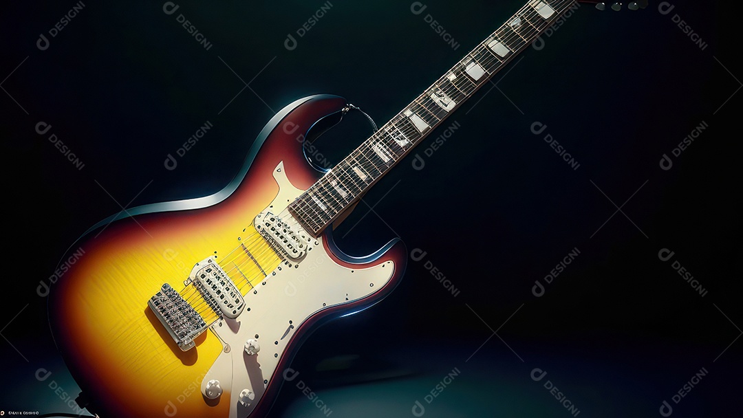 Imagem realista de guitarra.