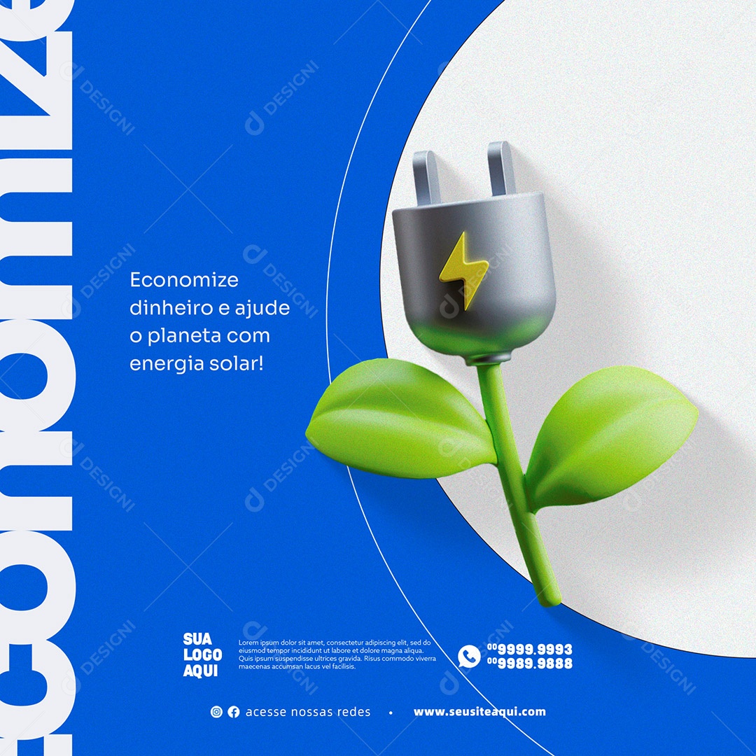 Economize Dinheiro e Ajude o Planeta com Energia Solar! Social Media PSD Editável