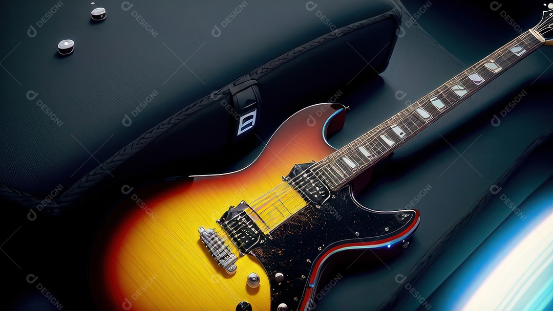 Imagem realista de guitarra.