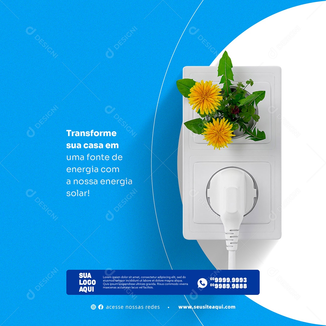 Transforme Sua Casa em Uma Fonte de Energia Com a Nossa Energia Solar! Social Media PSD Editável