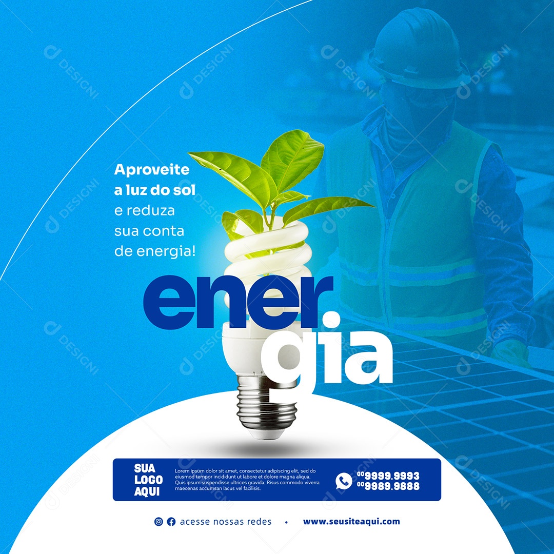 Aproveita a Luz do Sol e Reduza Sua Conta de Energia! Energia Solar Social Media PSD Editável