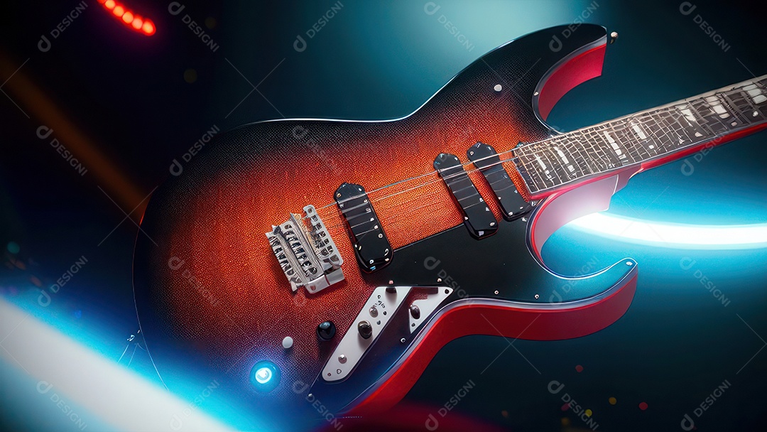 Imagem realista de guitarra.