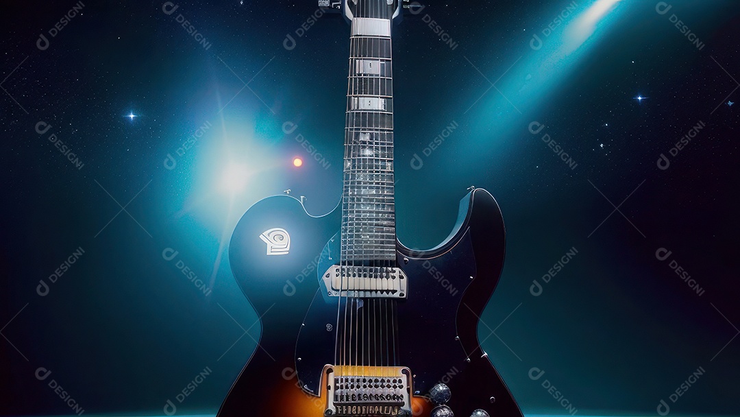 Imagem realista de guitarra.