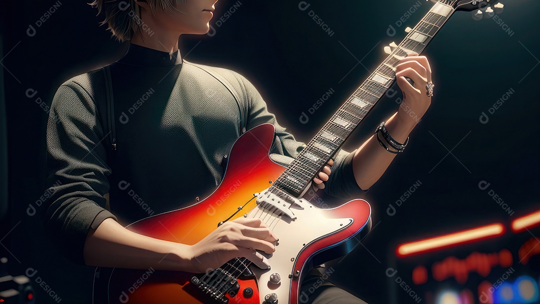 Imagem realista de guitarra.