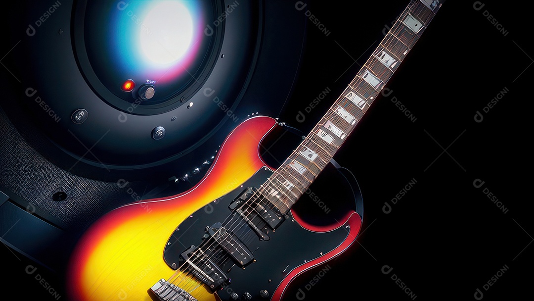 Imagem realista de guitarra.