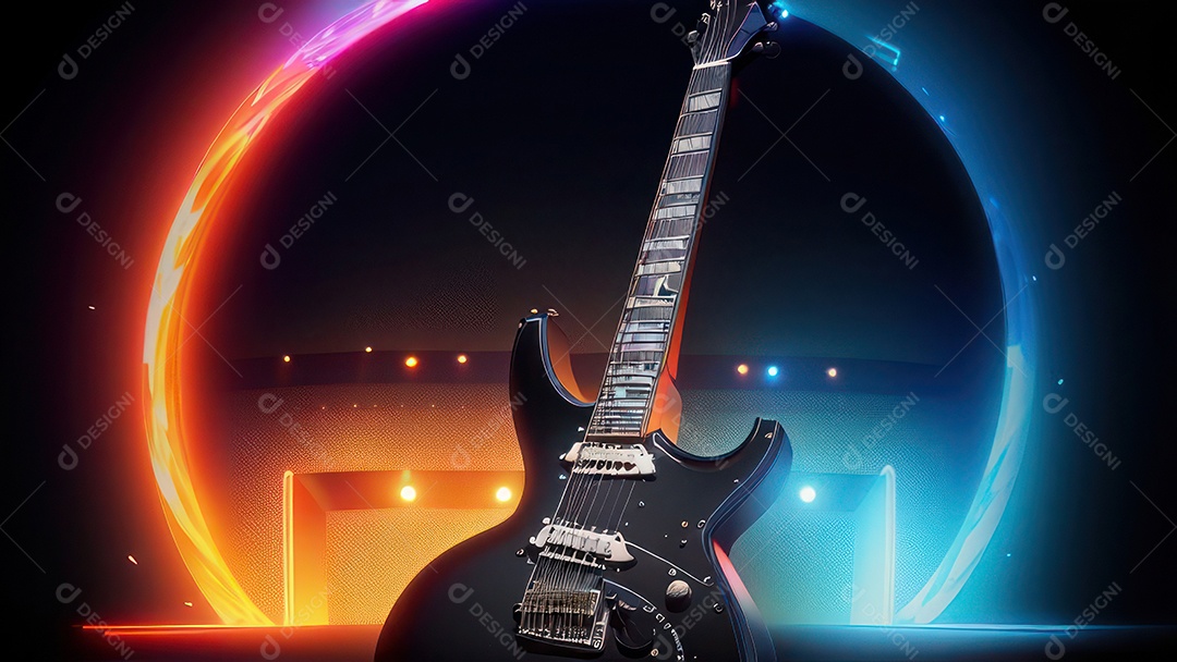 Imagem realista de guitarra.