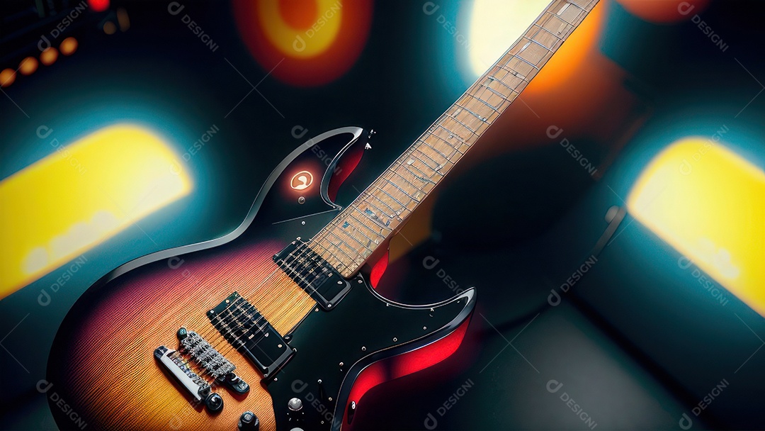 Imagem realista de guitarra.