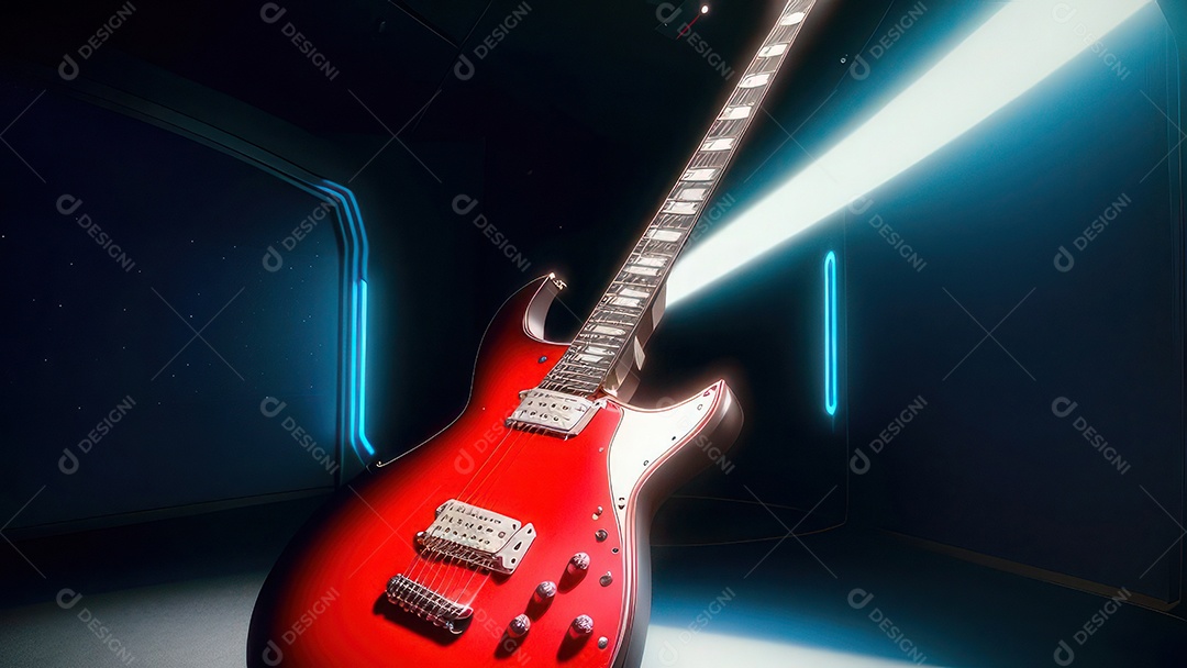 Imagem realista de guitarra.