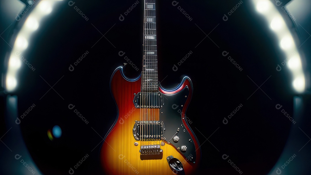 Imagem realista de guitarra.