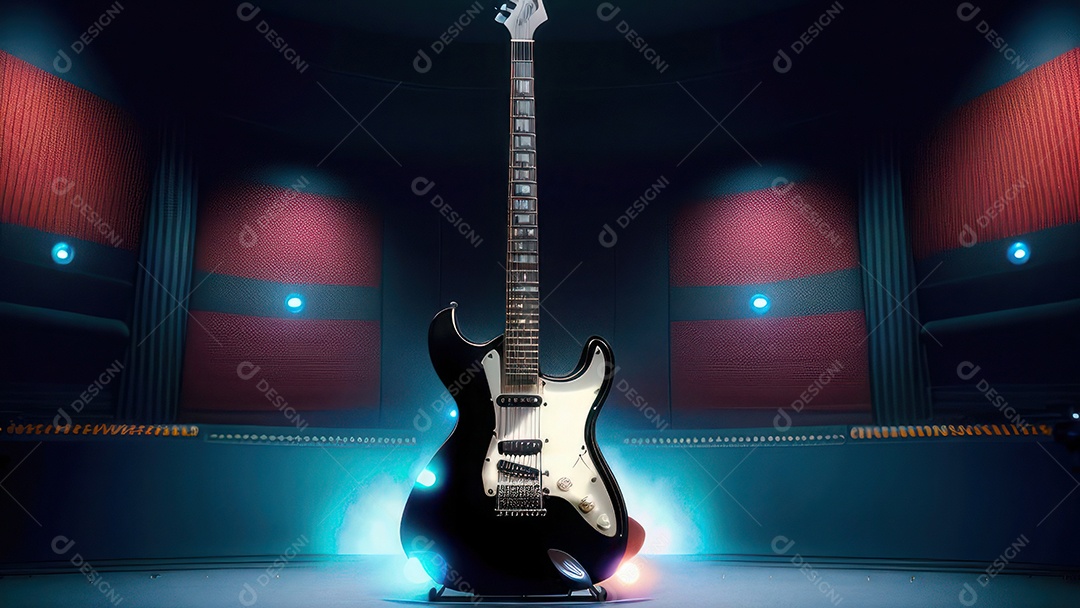 Imagem realista de guitarra.