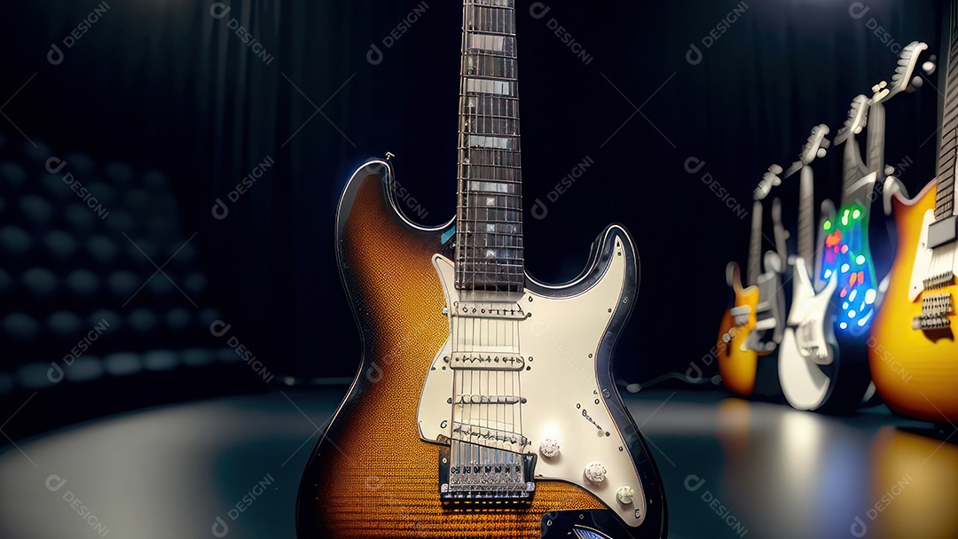 Imagem realista de guitarra.