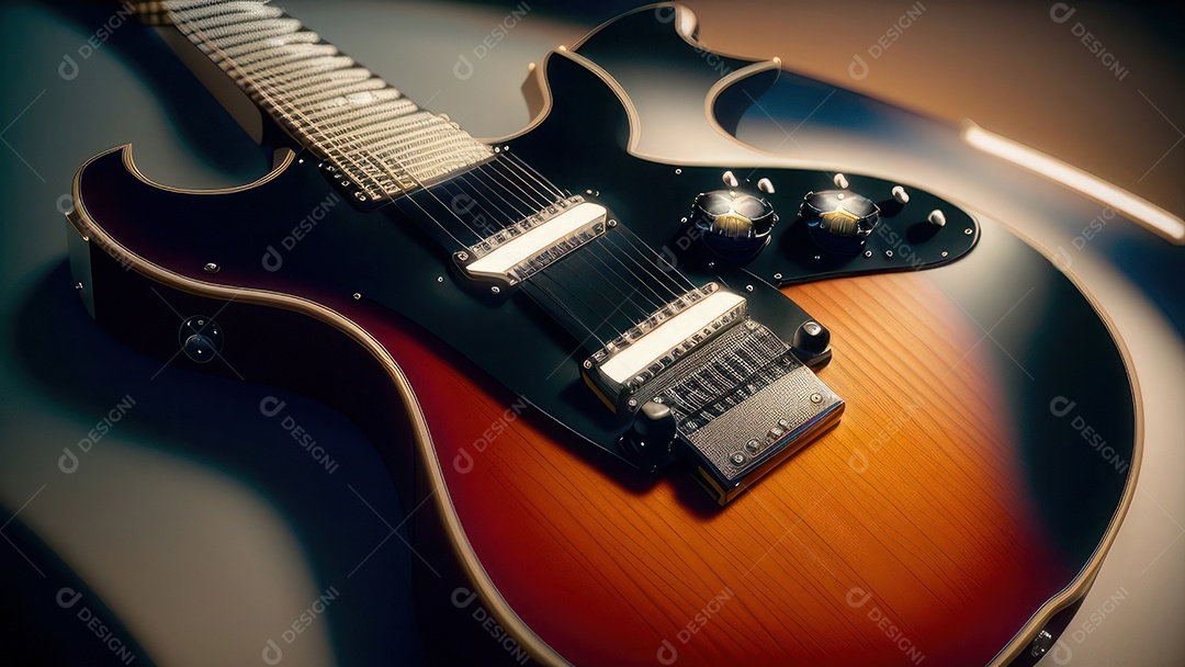 Imagem realista de guitarra.