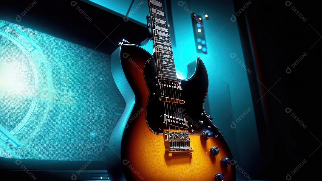 Imagem realista de guitarra.
