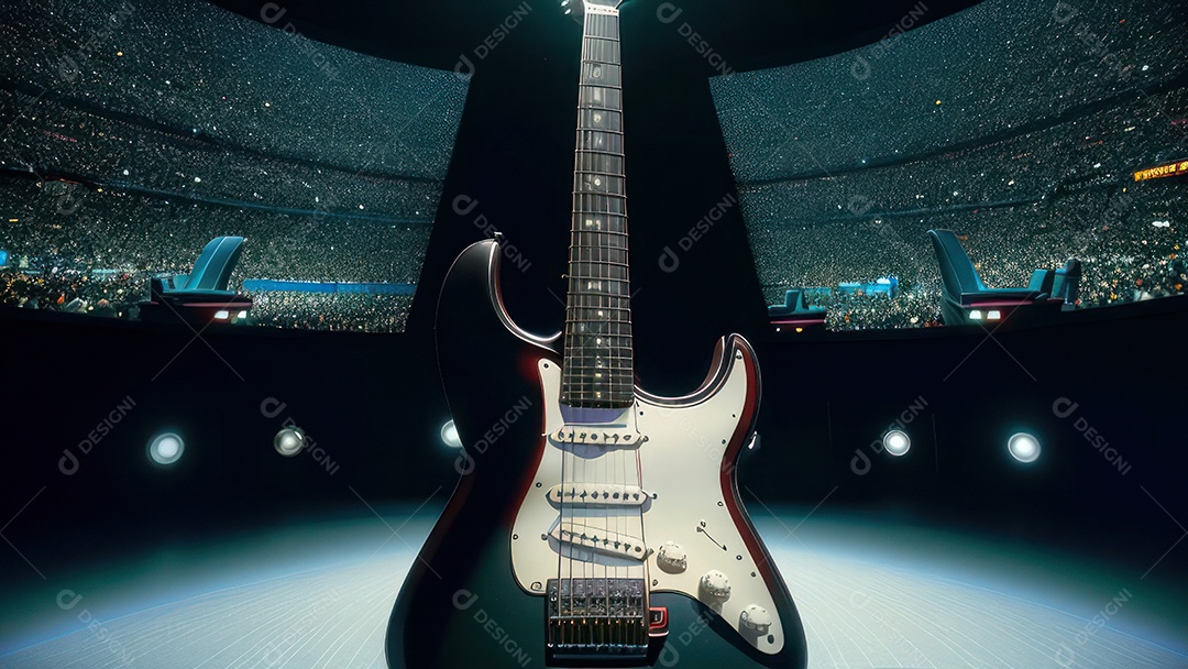 Imagem realista de guitarra.