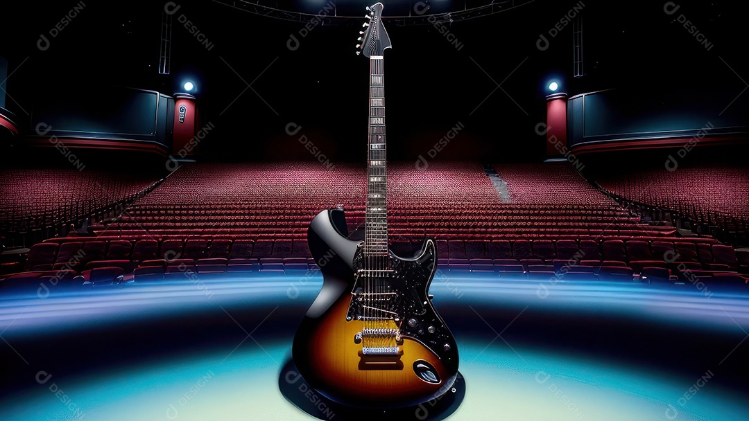 Imagem realista de guitarra.