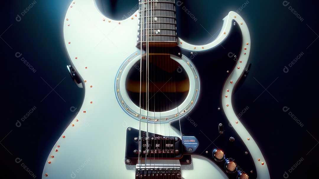 Imagem realista de guitarra.