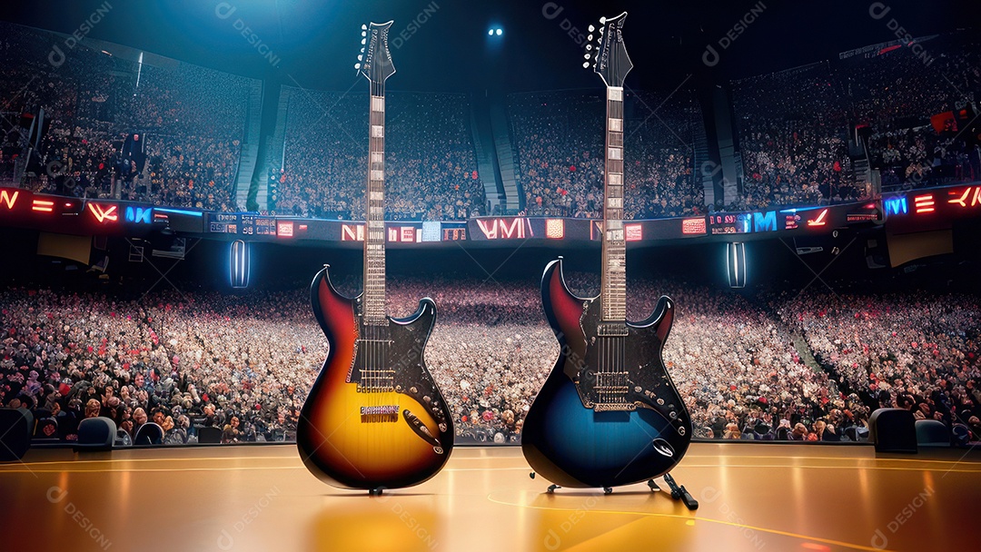Imagem realista de guitarra.