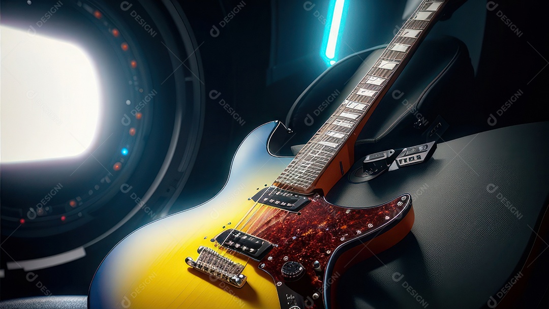 Imagem realista de guitarra.