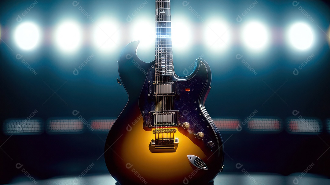 Imagem realista de guitarra.