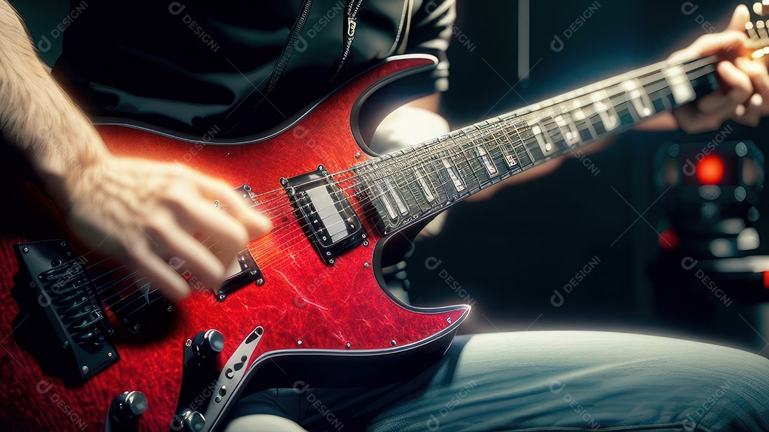 Imagem realista de guitarra.
