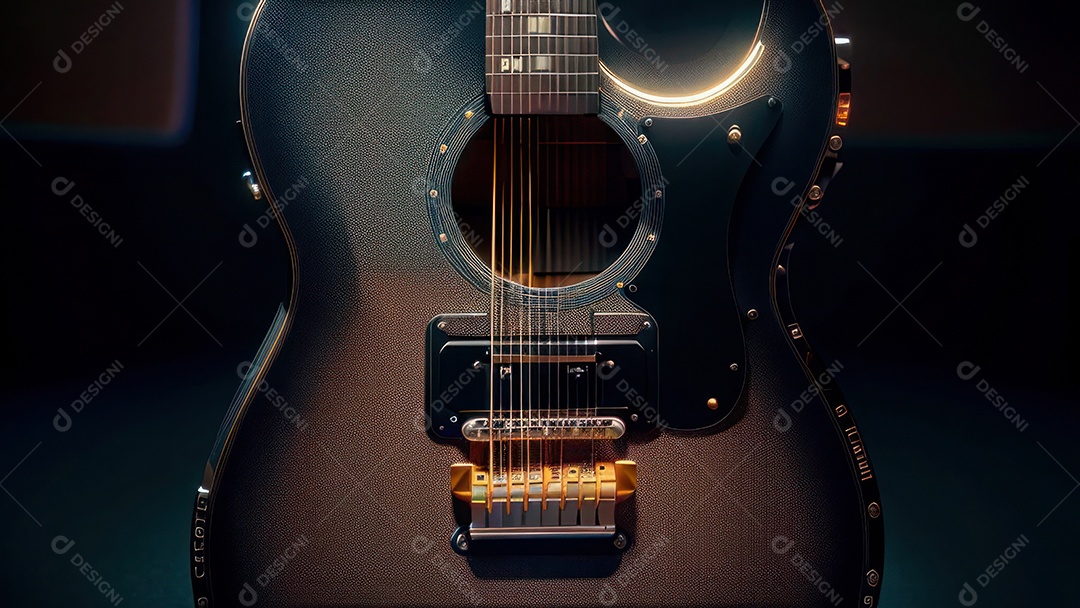 Imagem realista de guitarra.