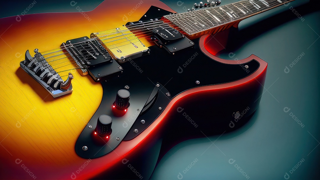 Imagem realista de guitarra.