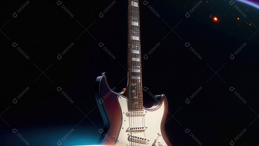Imagem realista de guitarra.
