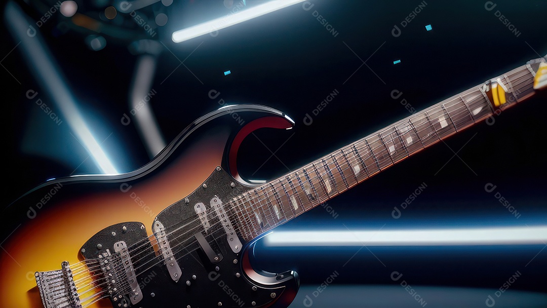 Imagem realista de guitarra.