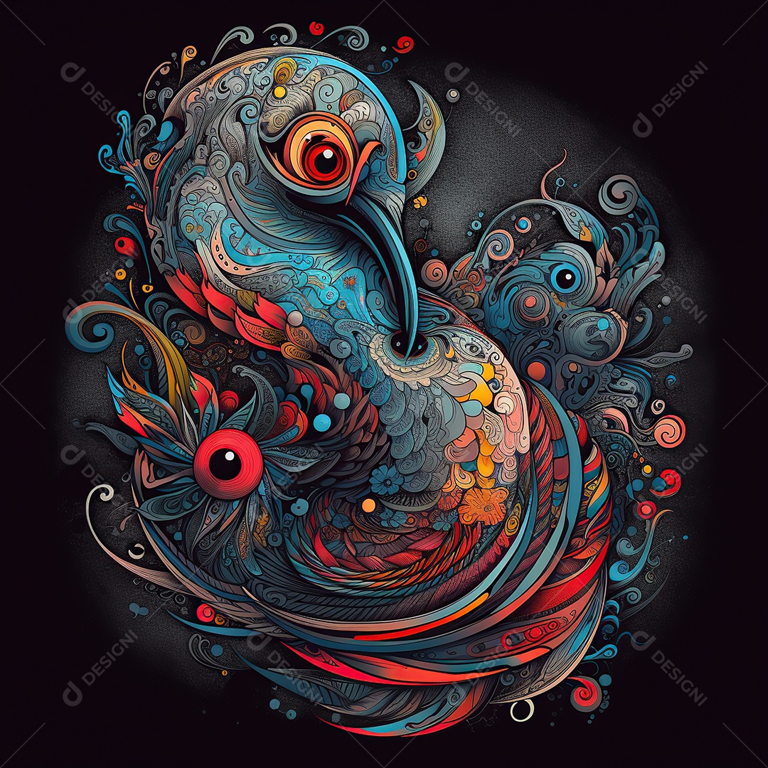 Tatuagem surrealista com cores vibrantes gerada por IA