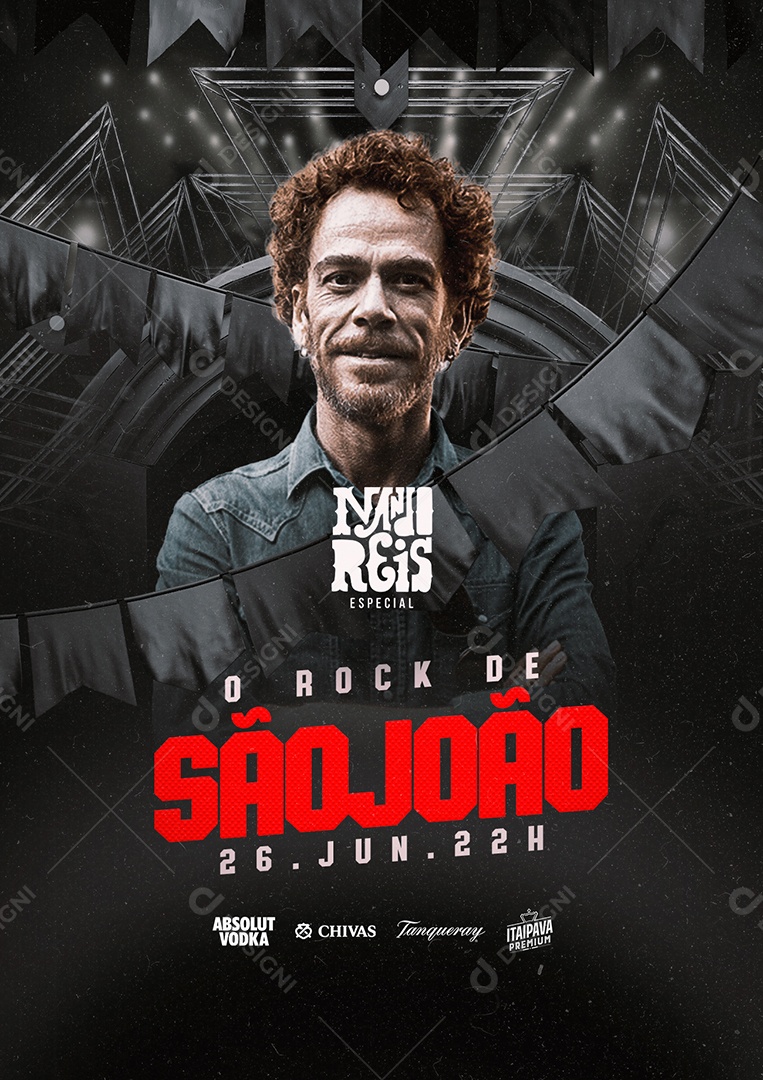 O Rock De São João Flyer Nando Reis Especial Social Media PSD Editável