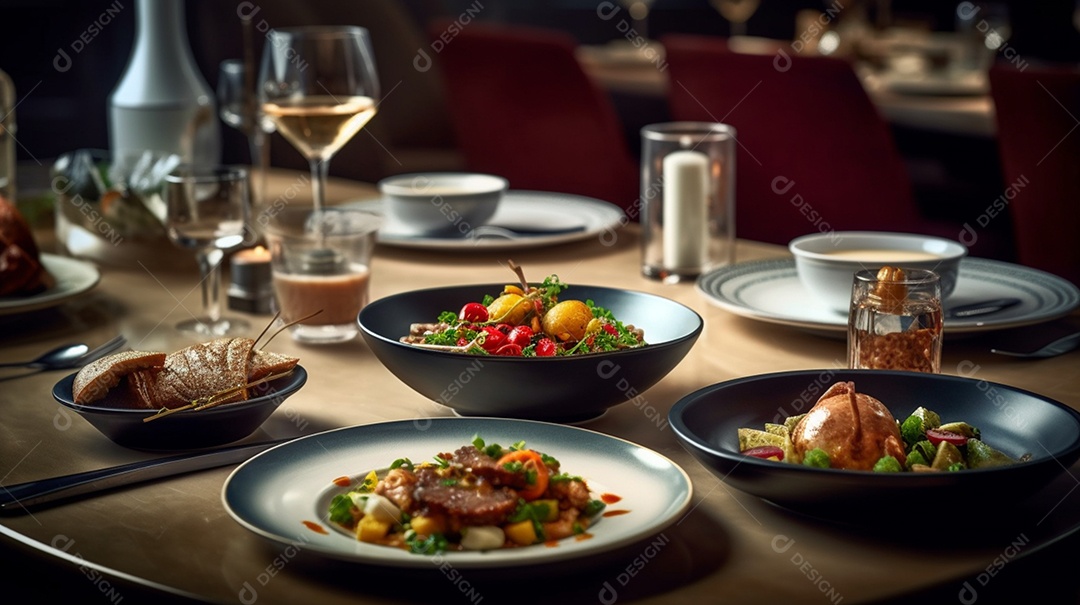 Mesa de jantar sobre uma mesa de restaurante