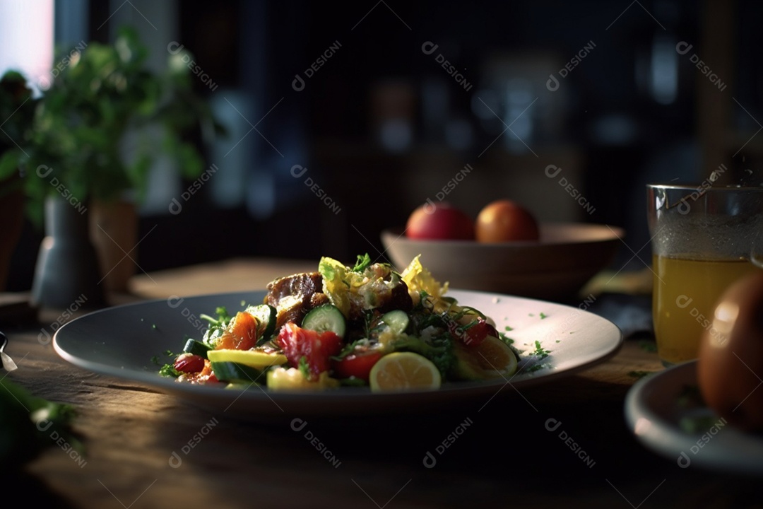 Prato de comida sobre uma mesa de restaurante