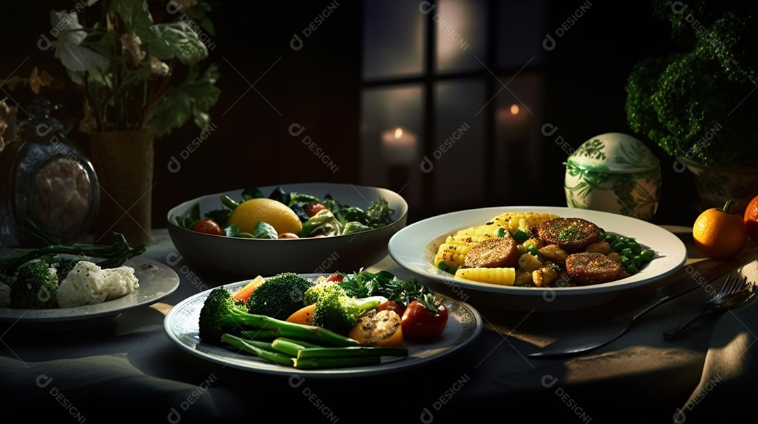 Prato de comida sobre uma mesa de restaurante